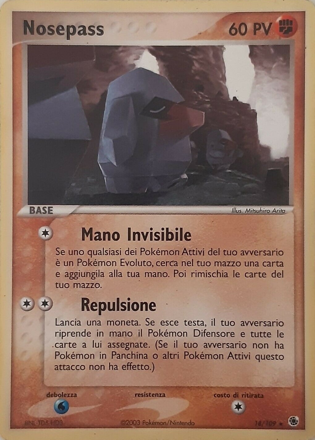 Nosepass 018 — EX Rubino & Zaffiro (Italian Pokémon TCG card)
