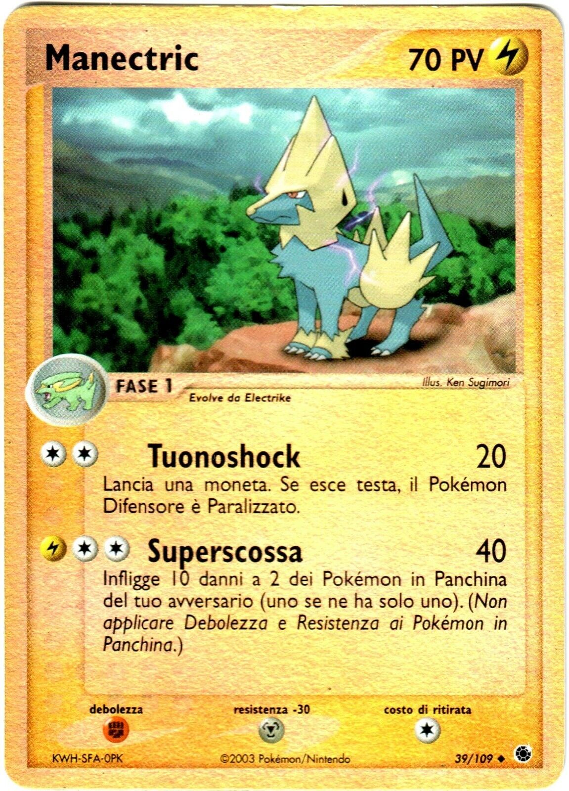 Manectric 039 — EX Rubino & Zaffiro (Italian Pokémon TCG card)