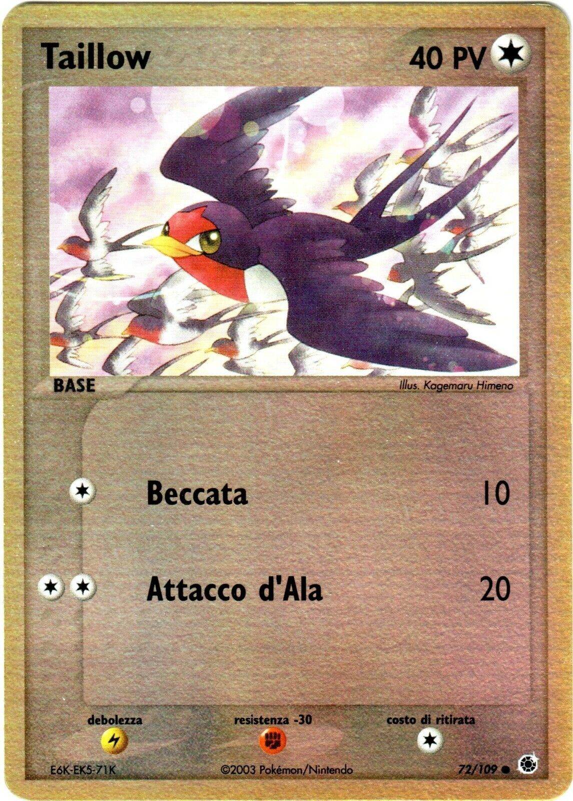Taillow 072 — EX Rubino & Zaffiro (Italian Pokémon TCG card)
