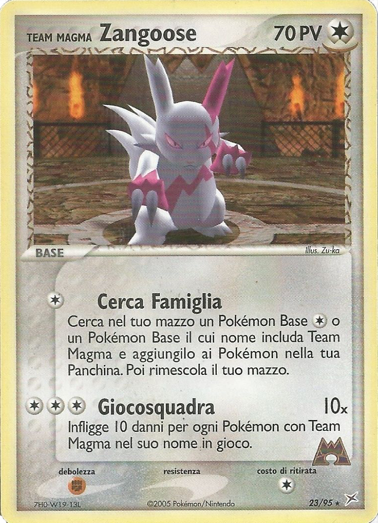Team Magma Zangoose 023 — EX Team Magma vs Team Idro (Italian Pokémon TCG card)
