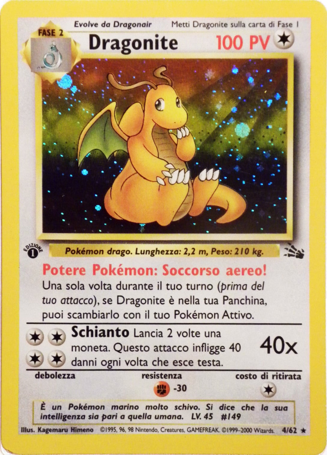 Dragonite 004 — Fossil (Italian Pokémon TCG card)
