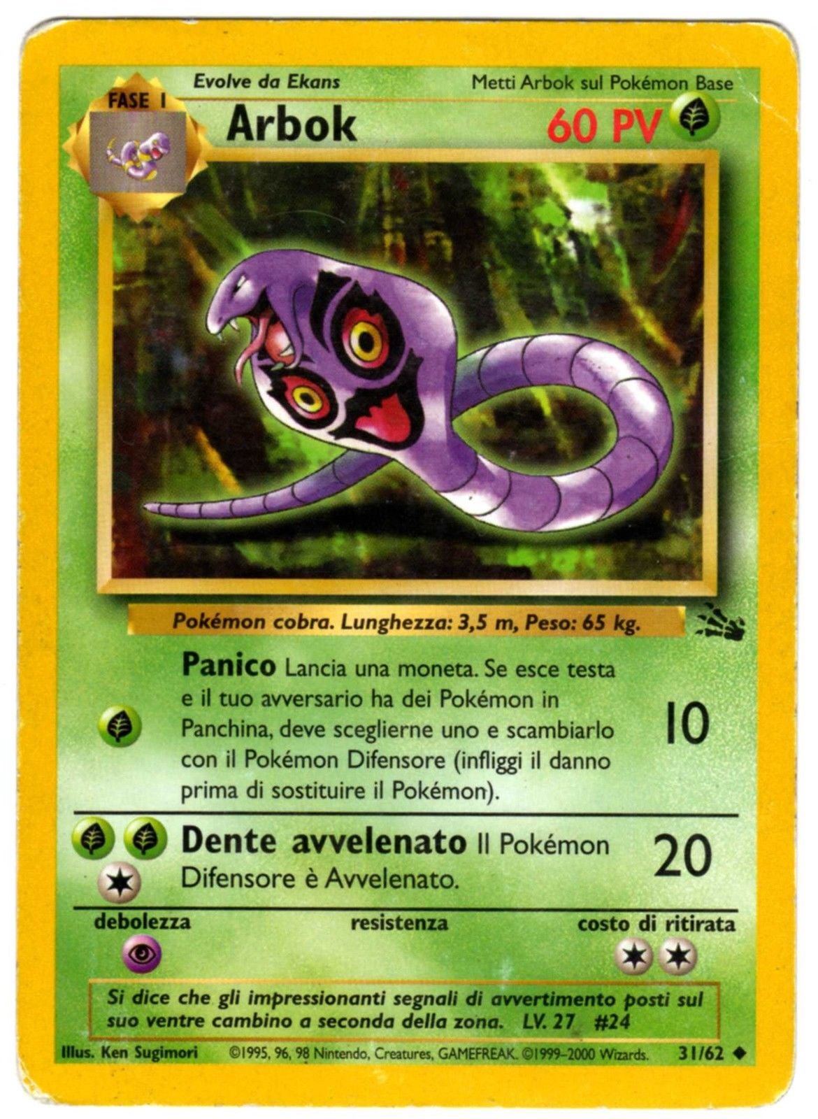 Arbok 031 — Fossil (Italian Pokémon TCG card)