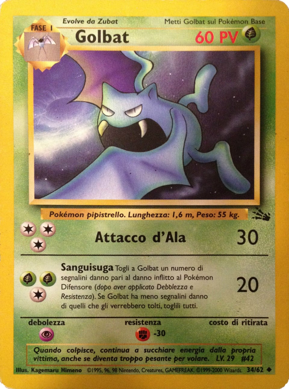 Golbat 034 — Fossil (Italian Pokémon TCG card)