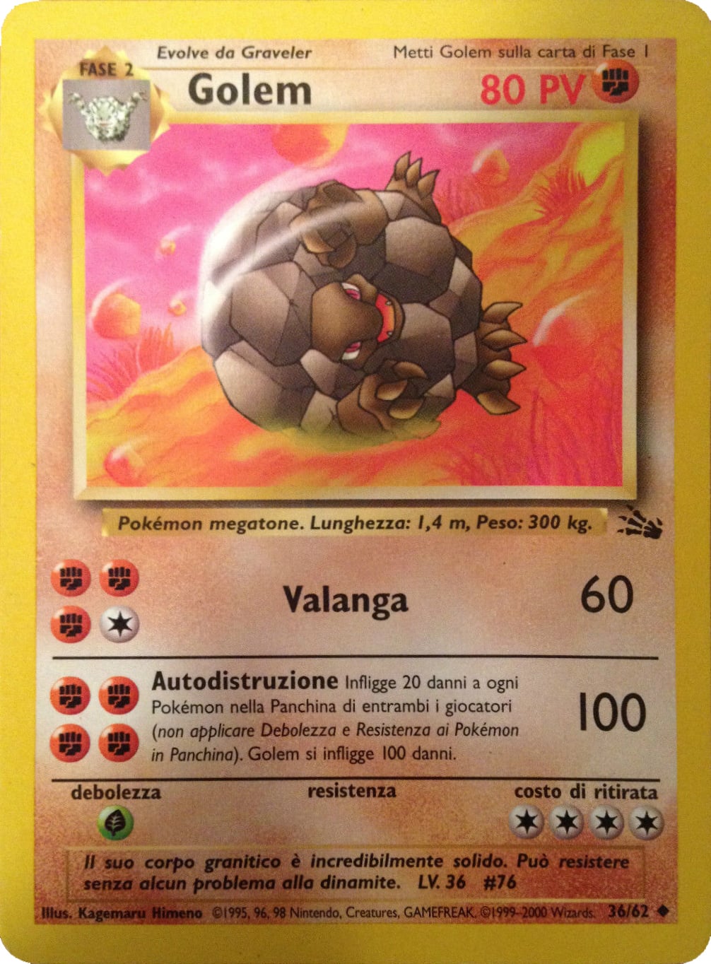 Golem 036 — Fossil (Italian Pokémon TCG card)