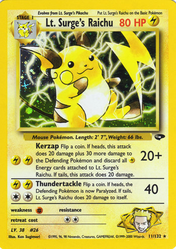 Lt. Surge's Raichu 011 — Gym Challenge (Italian Pokémon TCG card)
