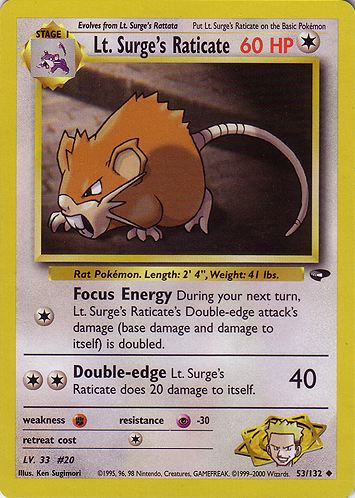 Lt. Surge's Raticate 053 — Gym Challenge (Italian Pokémon TCG card)