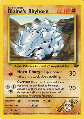 Blaine's Rhyhorn 065 — Gym Challenge (Italian Pokémon TCG card)