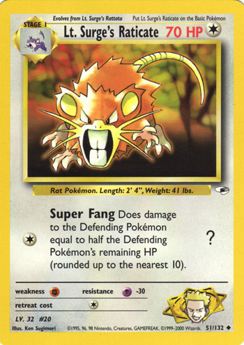 Lt. Surge's Raticate 051 — Gym Heroes (Italian Pokémon TCG card)