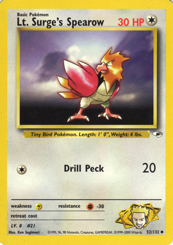Lt. Surge's Spearow 052 — Gym Heroes (Italian Pokémon TCG card)