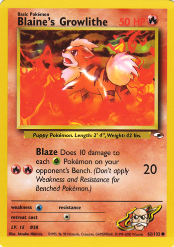 Blaine's Growlithe 062 — Gym Heroes (Italian Pokémon TCG card)