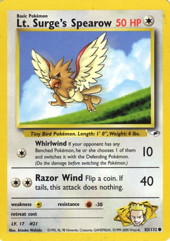 Lt. Surge's Spearow 083 — Gym Heroes (Italian Pokémon TCG card)