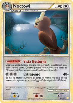 Noctowl 008 — HeartGold & SoulSilver (Italian Pokémon TCG card)