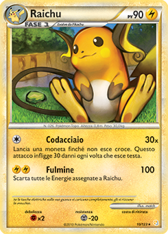 Raichu 010 — HeartGold & SoulSilver (Italian Pokémon TCG card)