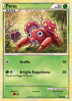 Paras 076 — HeartGold & SoulSilver (Italian Pokémon TCG card)