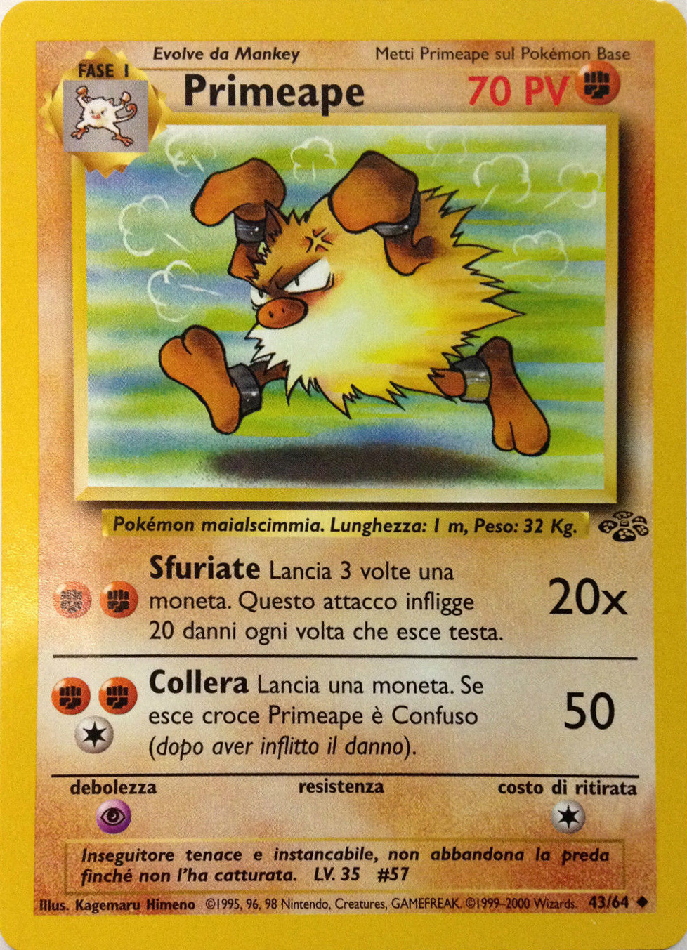 Primeape 043 — Jungle (Italian Pokémon TCG card)