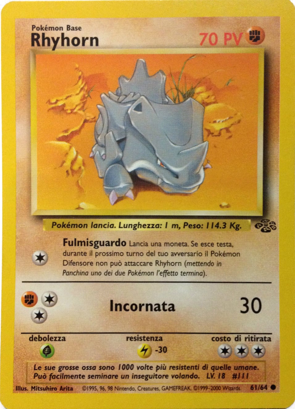 Rhyhorn 061 — Jungle (Italian Pokémon TCG card)