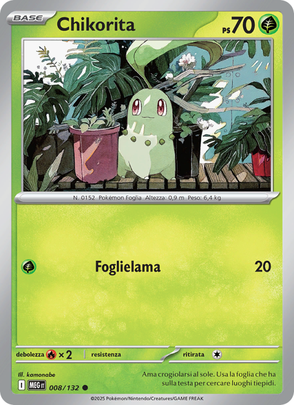 Chikorita 008/188 — Mega Evolution (Italian Pokémon TCG card)