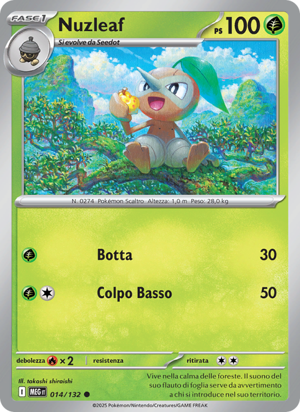 Nuzleaf 014/188 — Mega Evolution (Italian Pokémon TCG card)
