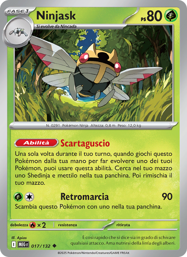 Ninjask 017/188 — Mega Evolution (Italian Pokémon TCG card)