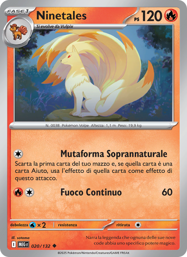 Ninetales 020/188 — Mega Evolution (Italian Pokémon TCG card)