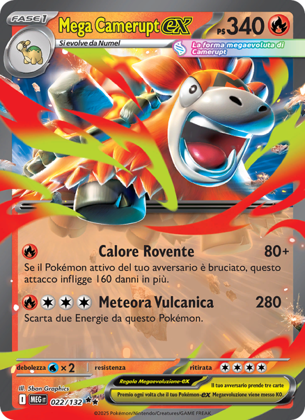 Mega Camerupt-ex 022/188 — Mega Evolution (Italian Pokémon TCG card)