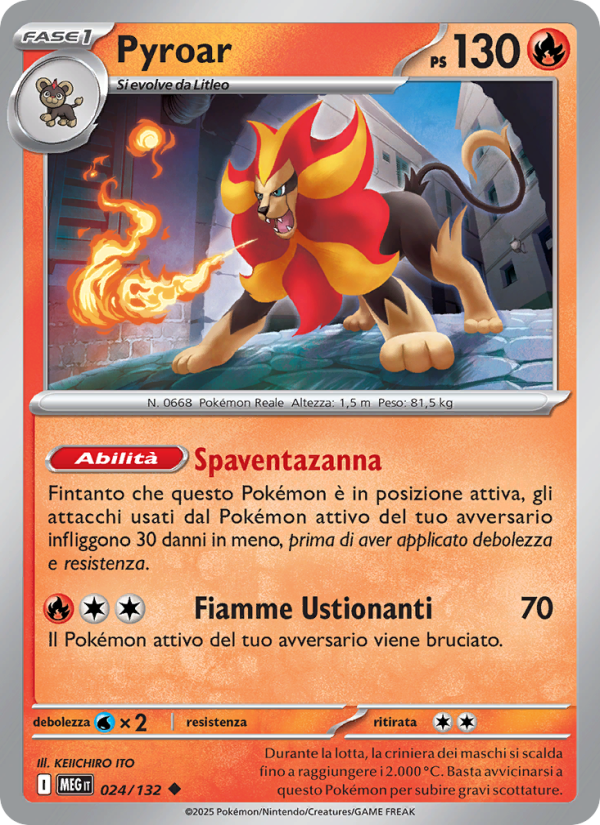 Pyroar 024/188 — Mega Evolution (Italian Pokémon TCG card)