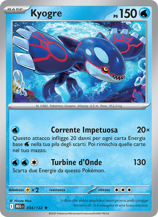 Kyogre 034/188 — Mega Evolution (Italian Pokémon TCG card)