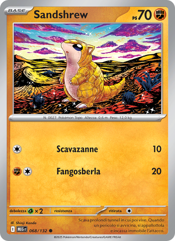 Sandshrew 068/188 — Mega Evolution (Italian Pokémon TCG card)