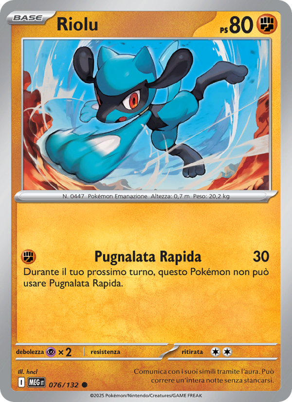Riolu 076/188 — Mega Evolution (Italian Pokémon TCG card)