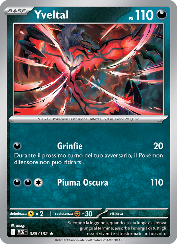 Yveltal 088/188 — Mega Evolution (Italian Pokémon TCG card)