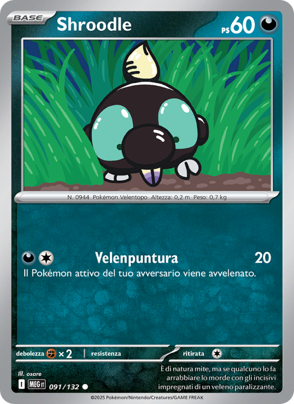 Shroodle 091/188 — Mega Evolution (Italian Pokémon TCG card)