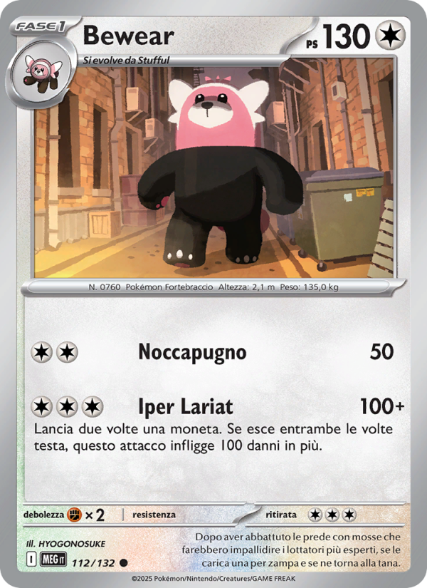 Bewear 112/188 — Mega Evolution (Italian Pokémon TCG card)
