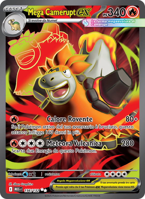 Mega Camerupt-ex 156/188 — Mega Evolution (Italian Pokémon TCG card)