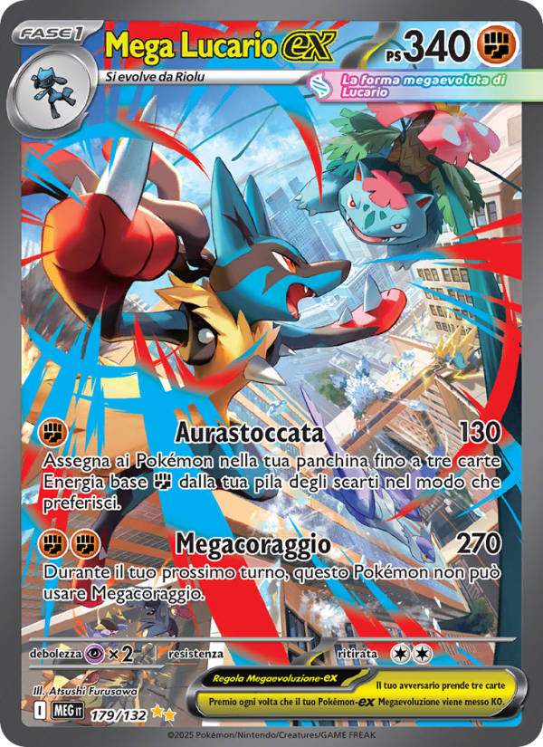 Mega Lucario-ex 179/188 — Mega Evolution (Italian Pokémon TCG card)