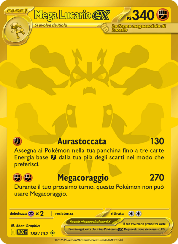 Mega Lucario-ex 188/188 — Mega Evolution (Italian Pokémon TCG card)