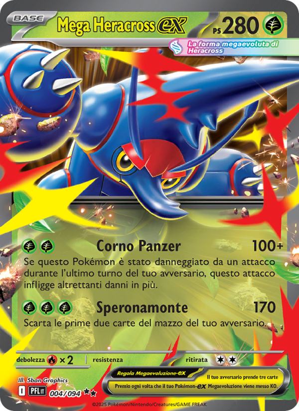 Mega Heracross-ex 004/130 — Phantasmal Flames (Italian Pokémon TCG card)