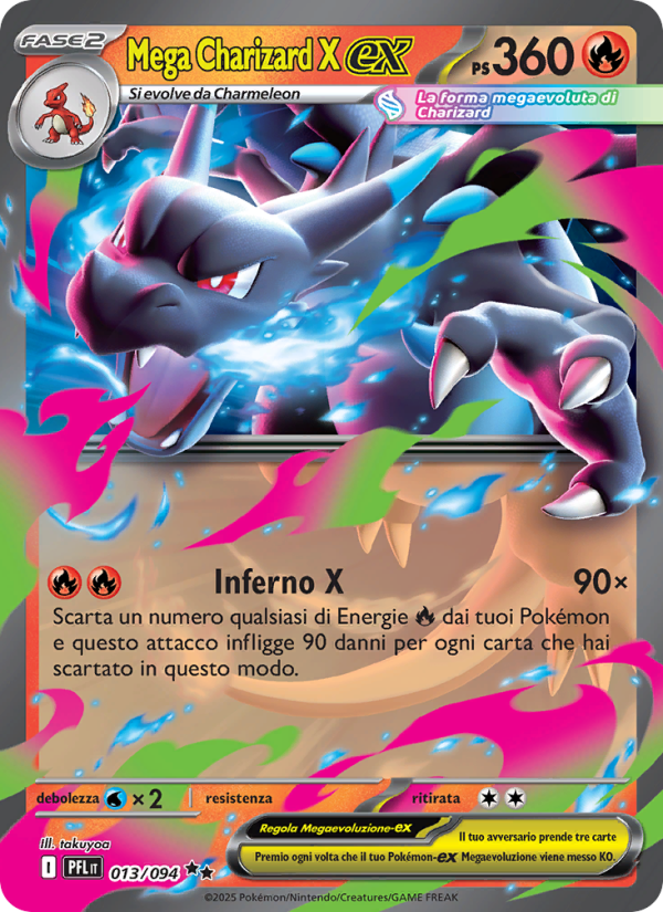 Mega Charizard X-ex 013/130 — Phantasmal Flames (Italian Pokémon TCG card)