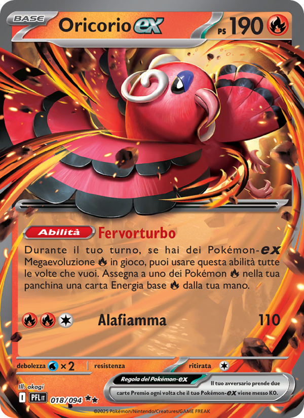 Oricorio-ex 018/130 — Phantasmal Flames (Italian Pokémon TCG card)