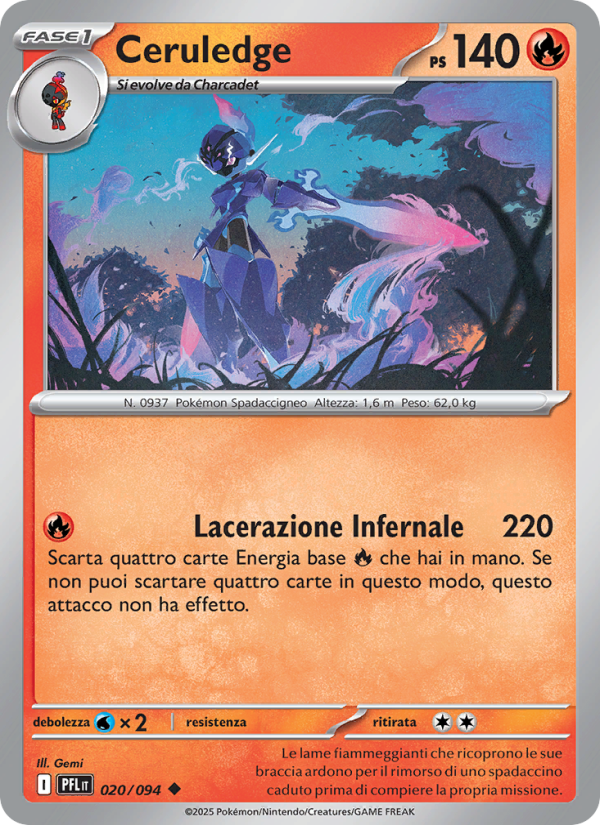 Ceruledge 020/130 — Phantasmal Flames (Italian Pokémon TCG card)