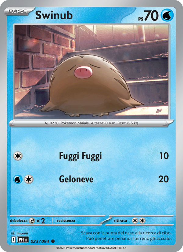Swinub 023/130 — Phantasmal Flames (Italian Pokémon TCG card)