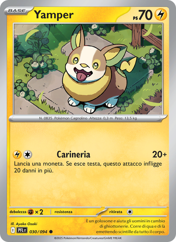 Yamper 030/130 — Phantasmal Flames (Italian Pokémon TCG card)