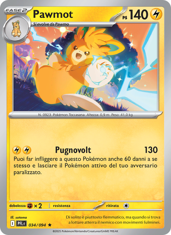 Pawmot 034/130 — Phantasmal Flames (Italian Pokémon TCG card)