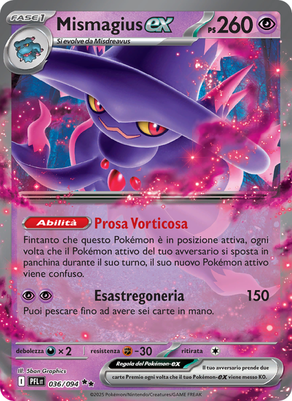 Mismagius-ex 036/130 — Phantasmal Flames (Italian Pokémon TCG card)