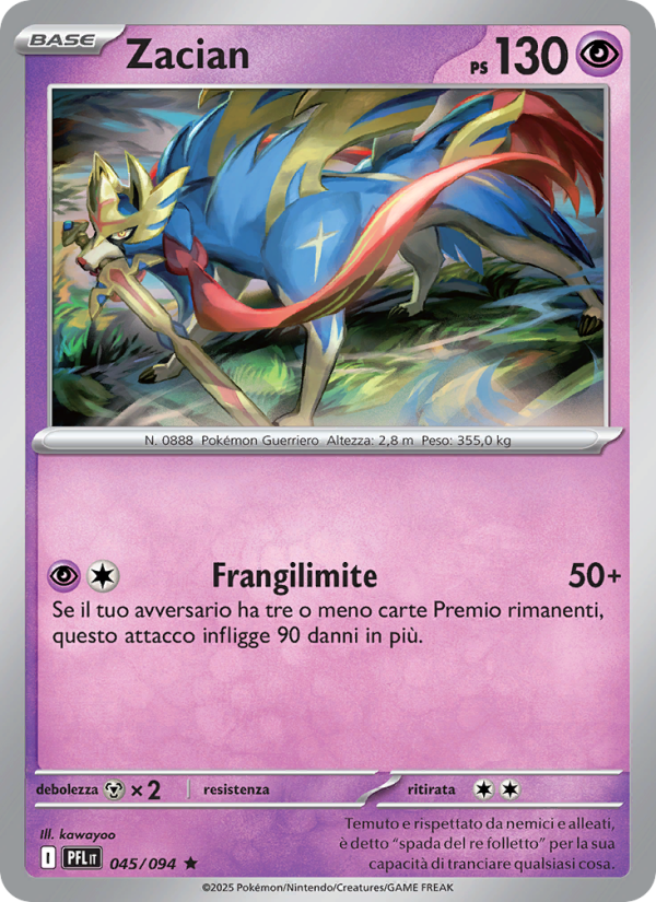 Zacian 045/130 — Phantasmal Flames (Italian Pokémon TCG card)