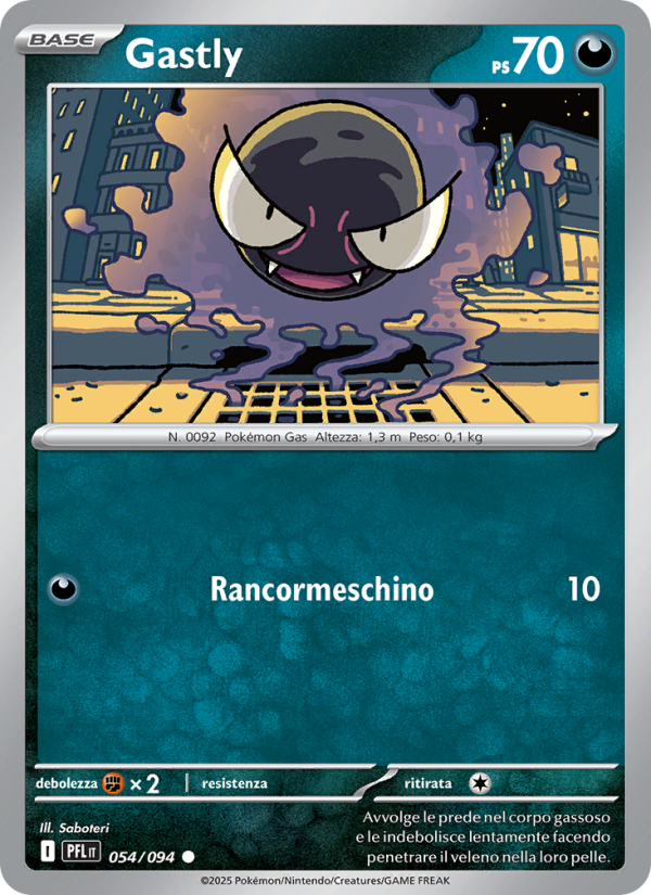 Gastly 054/130 — Phantasmal Flames (Italian Pokémon TCG card)
