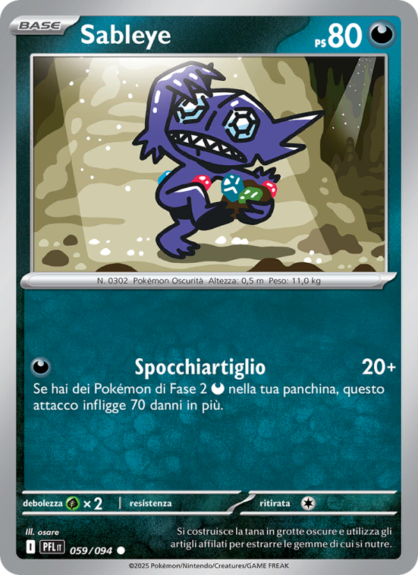 Sableye 059/130 — Phantasmal Flames (Italian Pokémon TCG card)