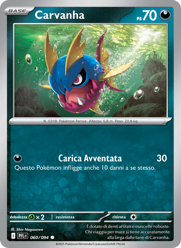 Carvanha 060/130 — Phantasmal Flames (Italian Pokémon TCG card)
