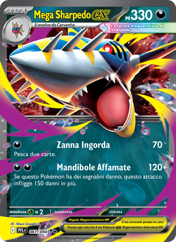 Mega Sharpedo-ex 061/130 — Phantasmal Flames (Italian Pokémon TCG card)