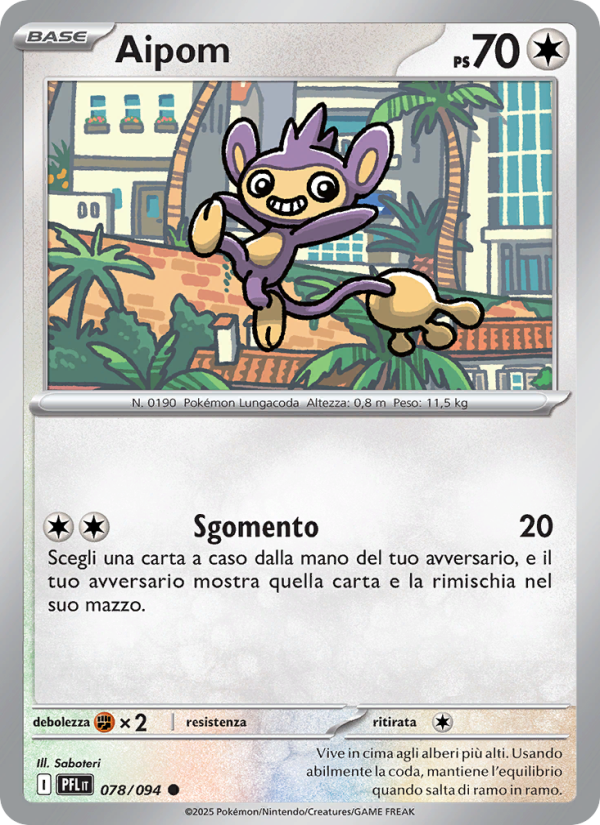 Aipom 078/130 — Phantasmal Flames (Italian Pokémon TCG card)