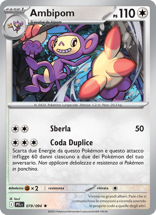 Ambipom 079/130 — Phantasmal Flames (Italian Pokémon TCG card)